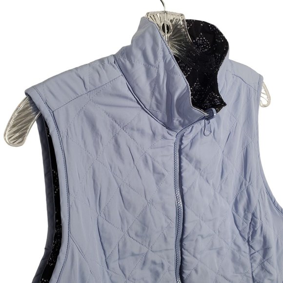 Bit & Bridle Womens Size M Vest Quilted Reversible Shaped Fit Pockets Blue Black - Picture 8 of 10